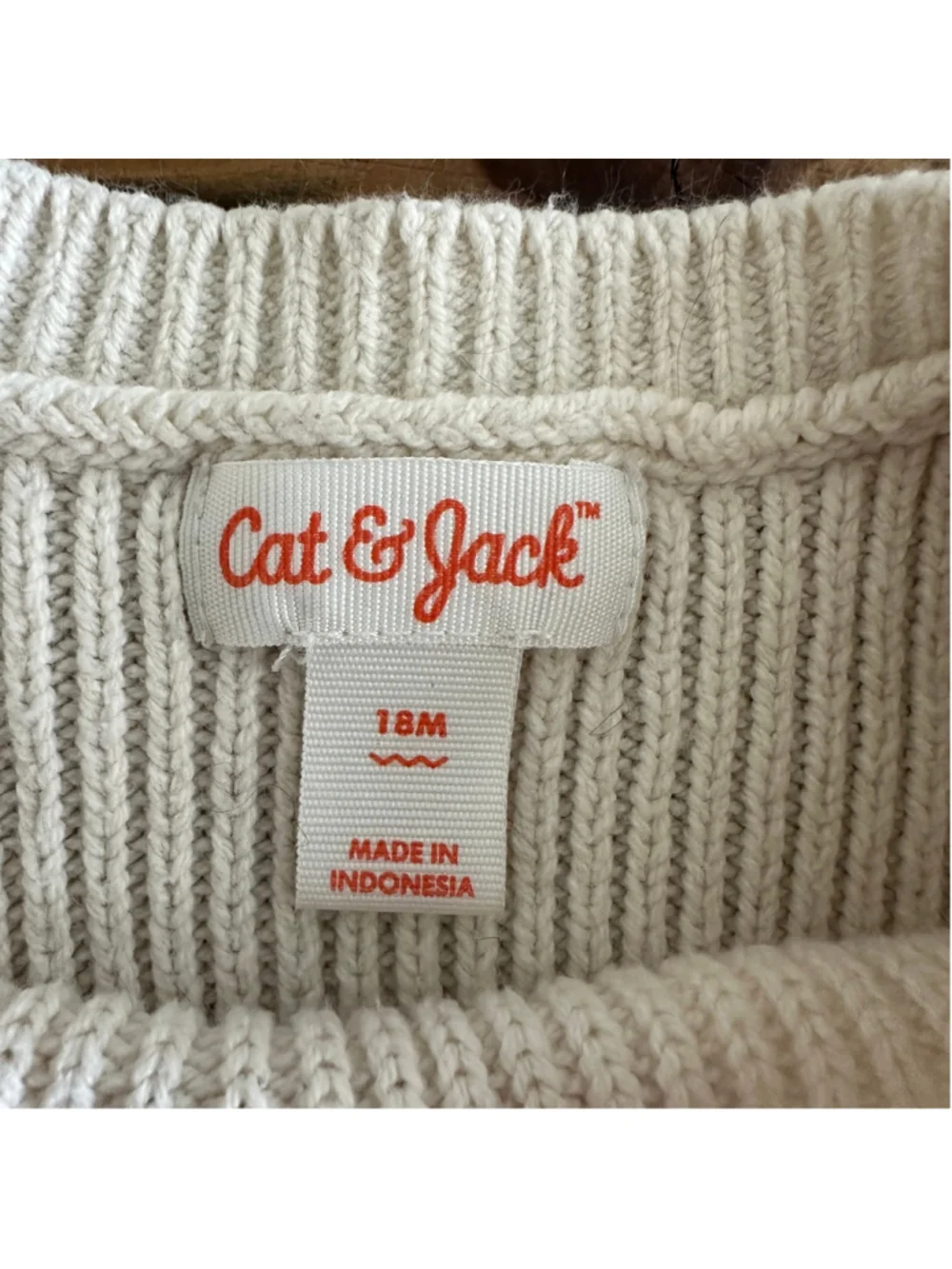 Cat & Jack Knit Dress 18M Beige Ruffle Long Sleeve Baby Girl Dress